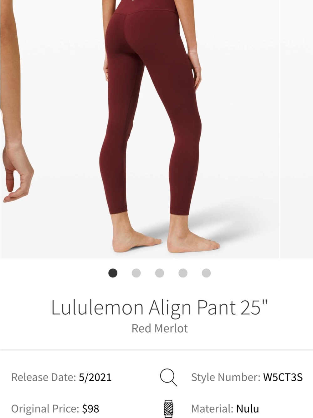 Lululemon align pant 25in red merlot size 10